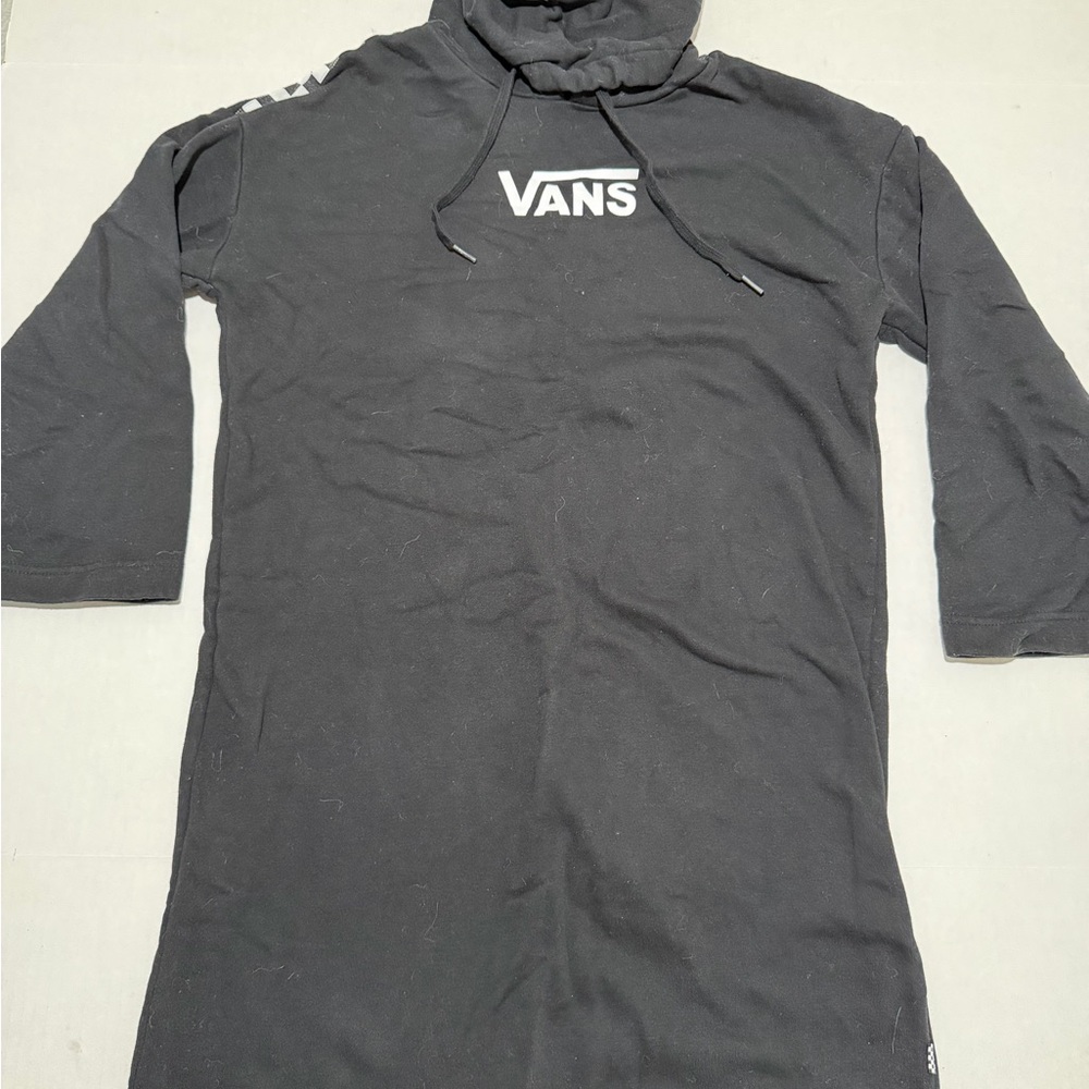VANS Sk8 black hooded short ls Dress, women's small
